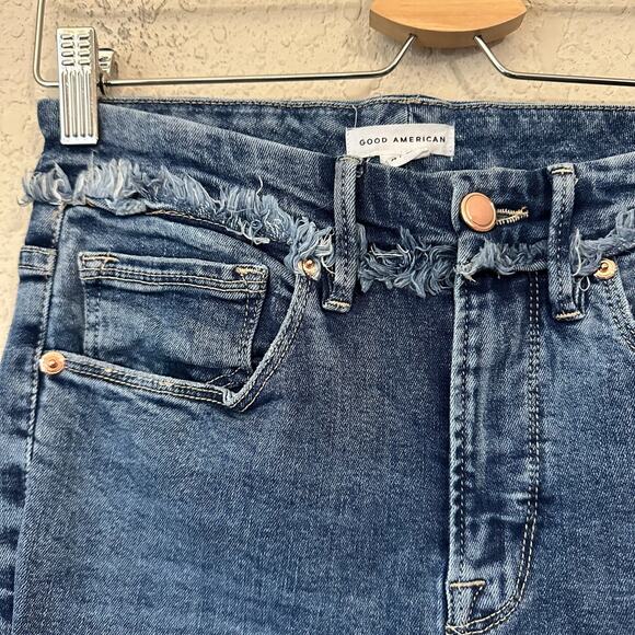 GOOD AMERICAN Skinny Jeans Blue Denim Distressed Fringed Grunge - Picture 4 of 14